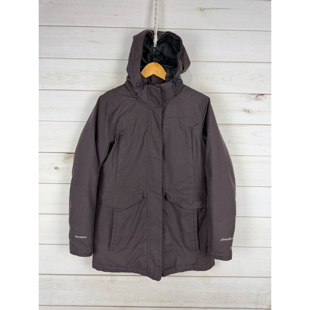 Eddie Bauer WeatherEdge Parka Womens Medium Purple Insulated Hooded Jacket Coat